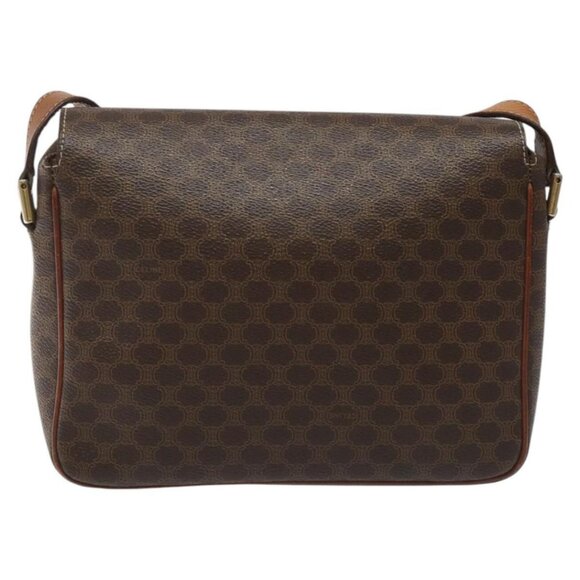 CELINE Macadam Canvas Shoulder Bag PVC Leather Brown Gold - Picture 3 of 15